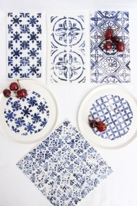 indigo, assiettes porcelaine