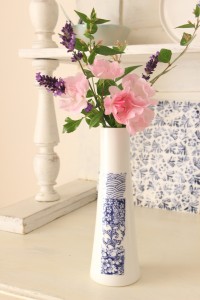 vase porcelaine patchwork bleu